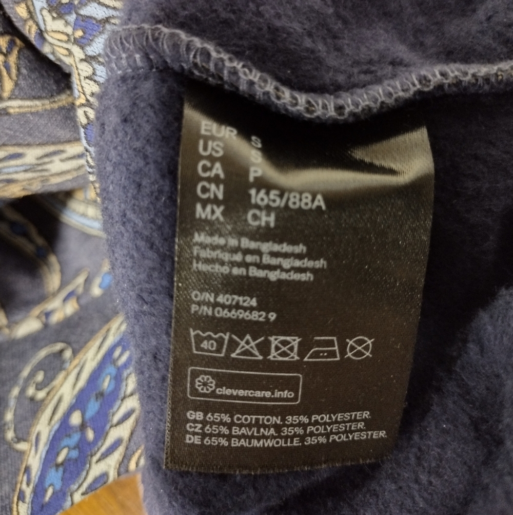 H&M Paisley Sweatshirt Women's S Blue Artsy Boho Retro 90s Y2K Outdoor - Picture 8 of 8